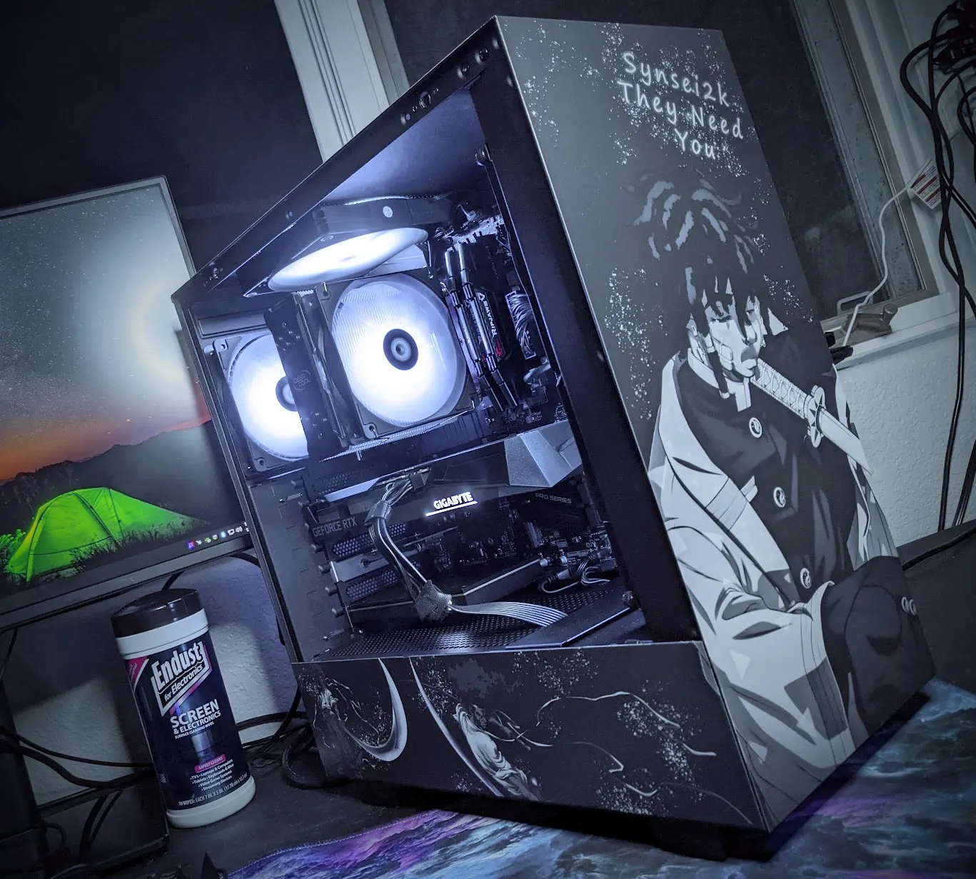 Front view of Afro Samurai-themed wrap on NZXT H510 case